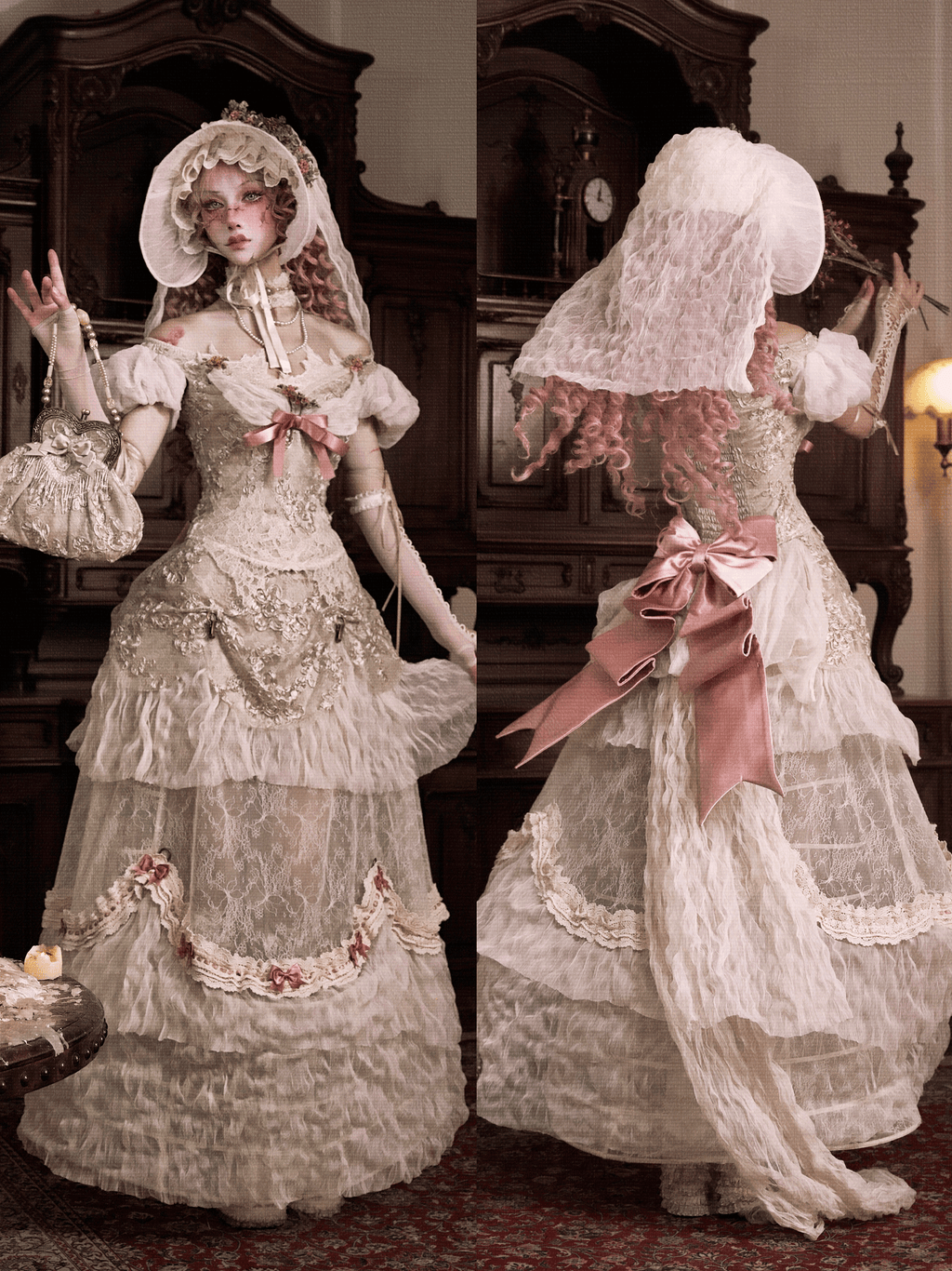 Blood supply original ◆ Eros poetry box Basil French elegant vintage long trailing skirt summer