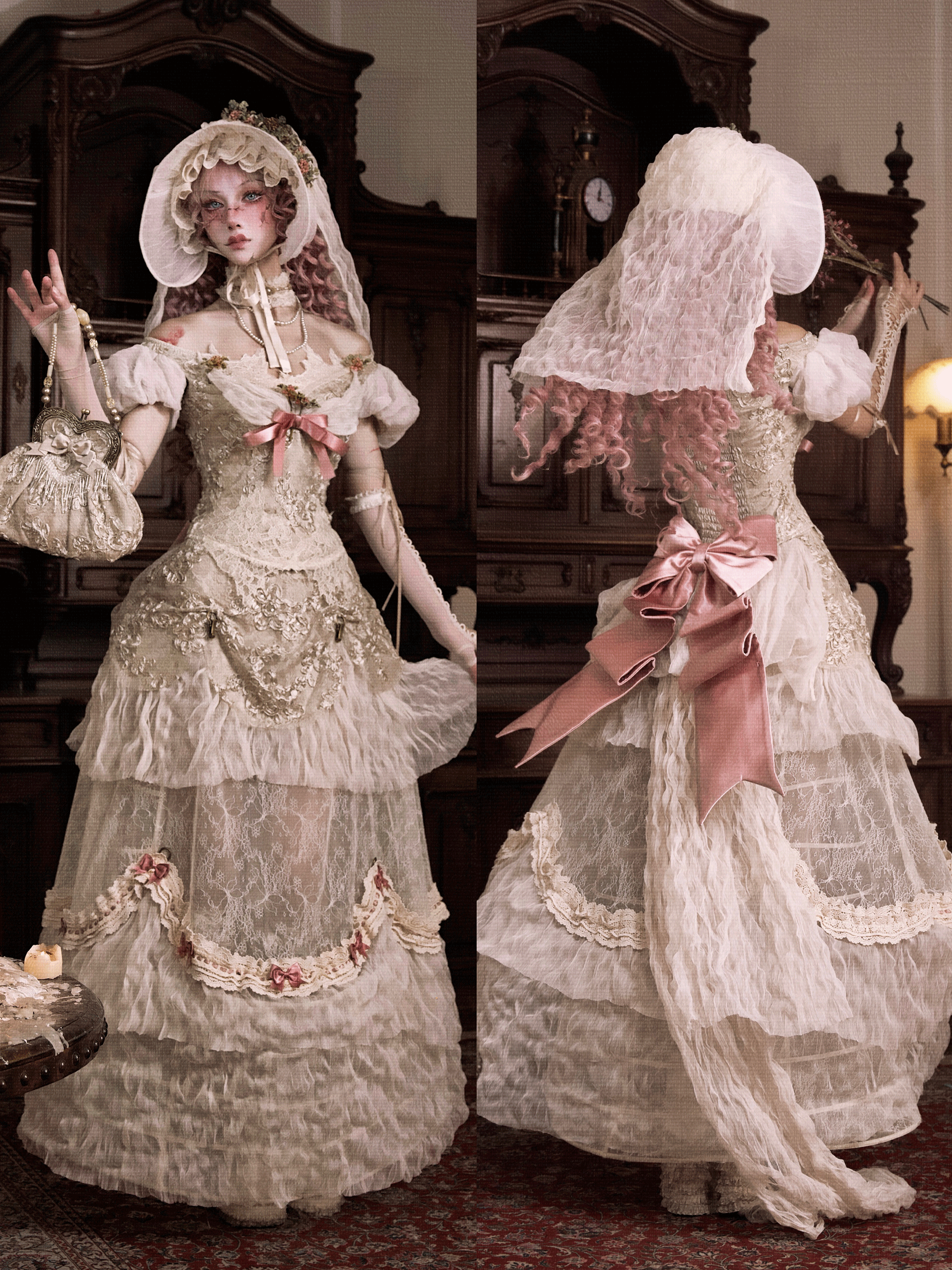 Blood supply original ◆ Eros poetry box Basil French elegant vintage long trailing skirt summer