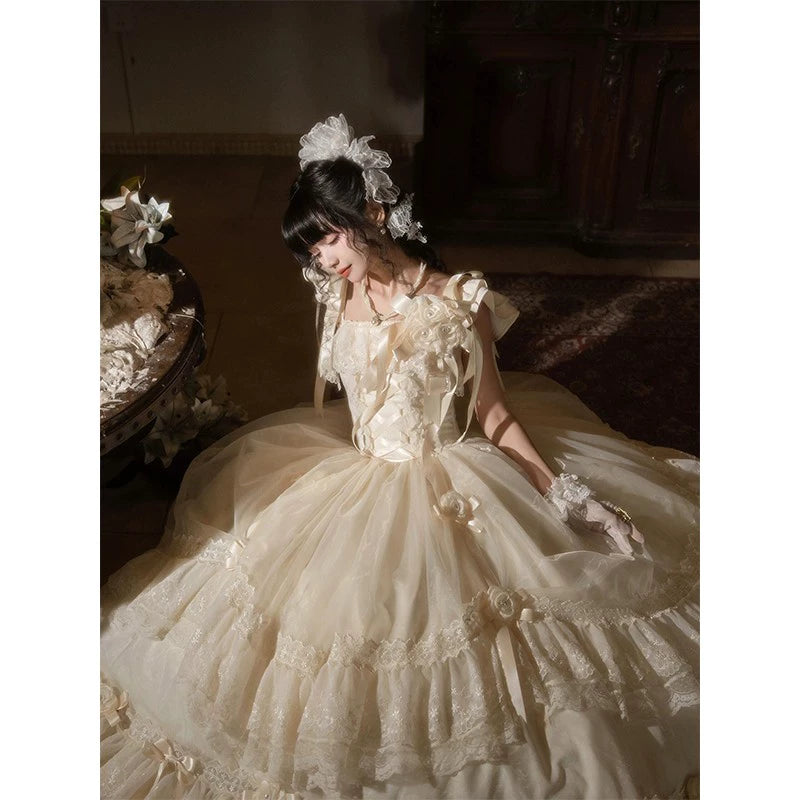 Camellia moonlight flower marrylolita skirt evening dress female promotion day coming-of-age ceremony princess skirt fairy temperament socialite