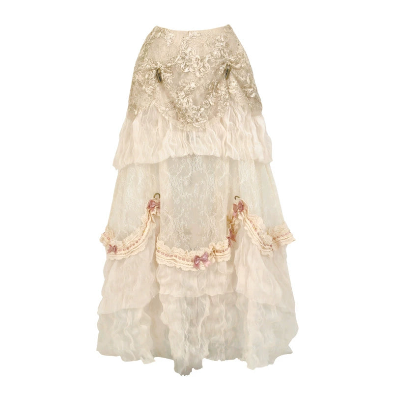 Blood supply original ◆ Eros poetry box Basil French elegant vintage long trailing skirt summer