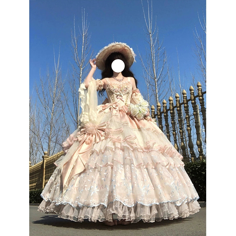 Pink Rose Lolita Evening Dress Skirt Women's 2025 New Design Ribbon Light Flower Wedding Student Day Coming-of-Age Ceremony