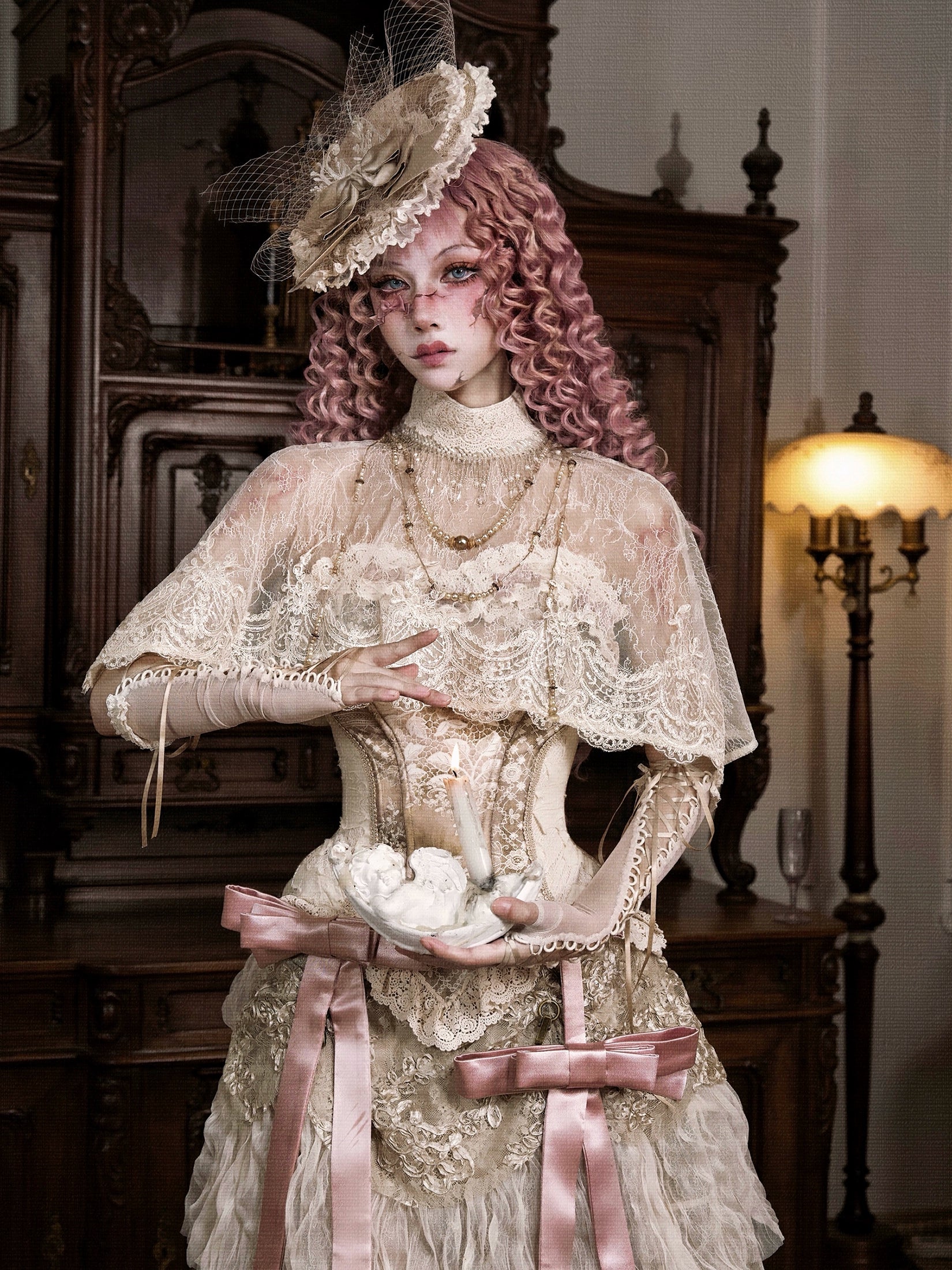 Blood supply original ◆ Eros poetry box lace vintage Victorian short cape shawl top summer