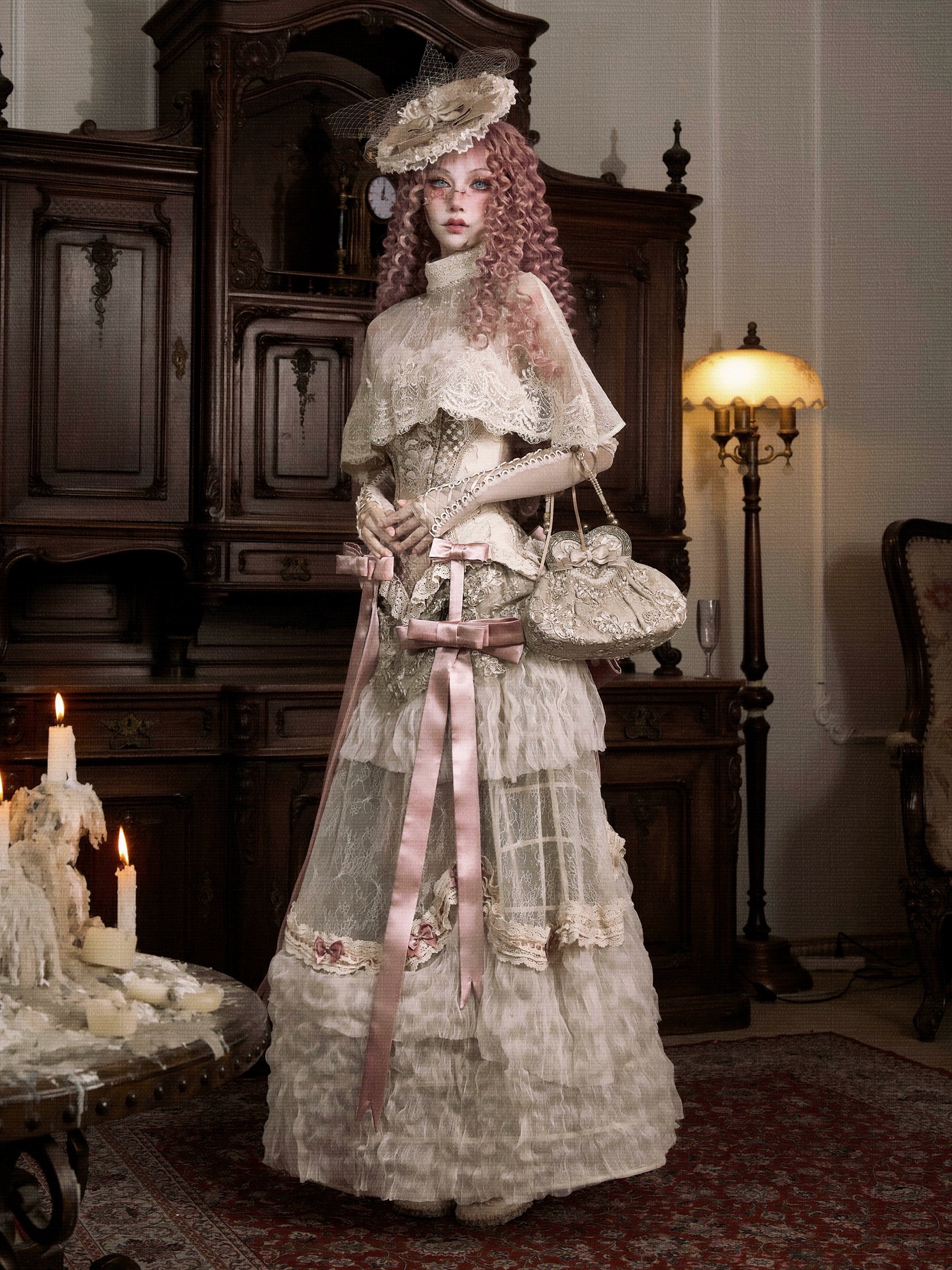 Blood supply original ◆ Eros poetry box lace vintage Victorian short cape shawl top summer