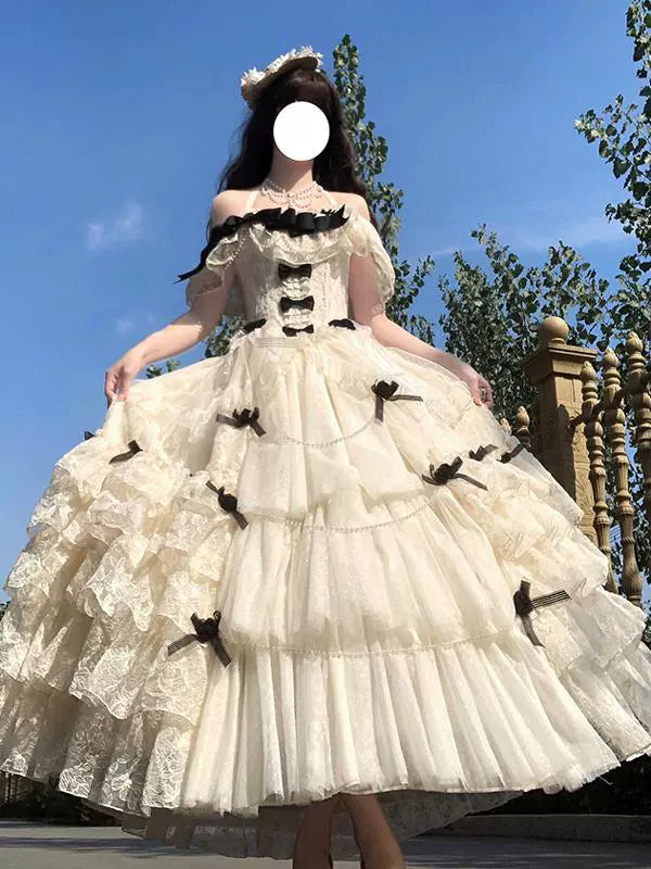 White Lolita skirt evening dress, light luxury, niche high-end student day coming-of-age ceremony to host the annual meeting princess dress