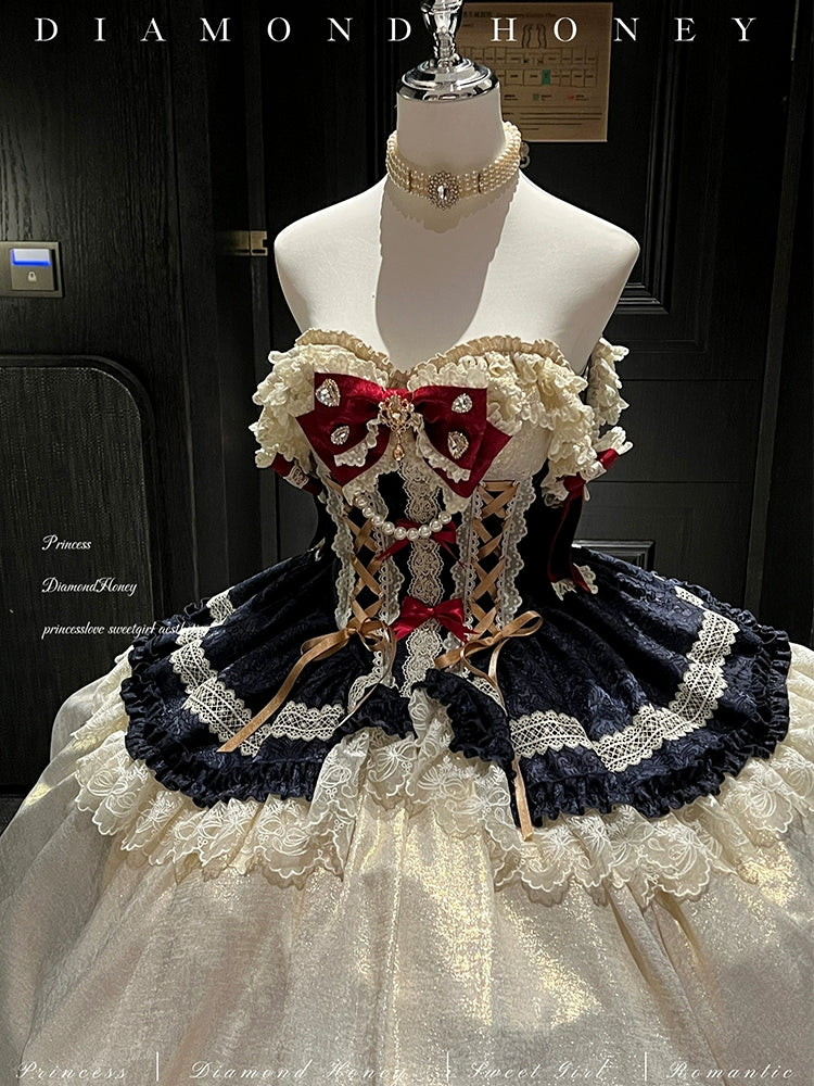 [Snow White] princess coming-of-age ceremony, fairy tale birthday theme, atmosphere, small dress, long skirt