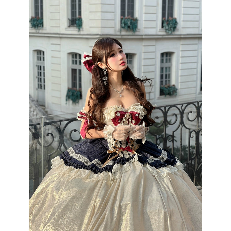 [Snow White] princess coming-of-age ceremony, fairy tale birthday theme, atmosphere, small dress, long skirt