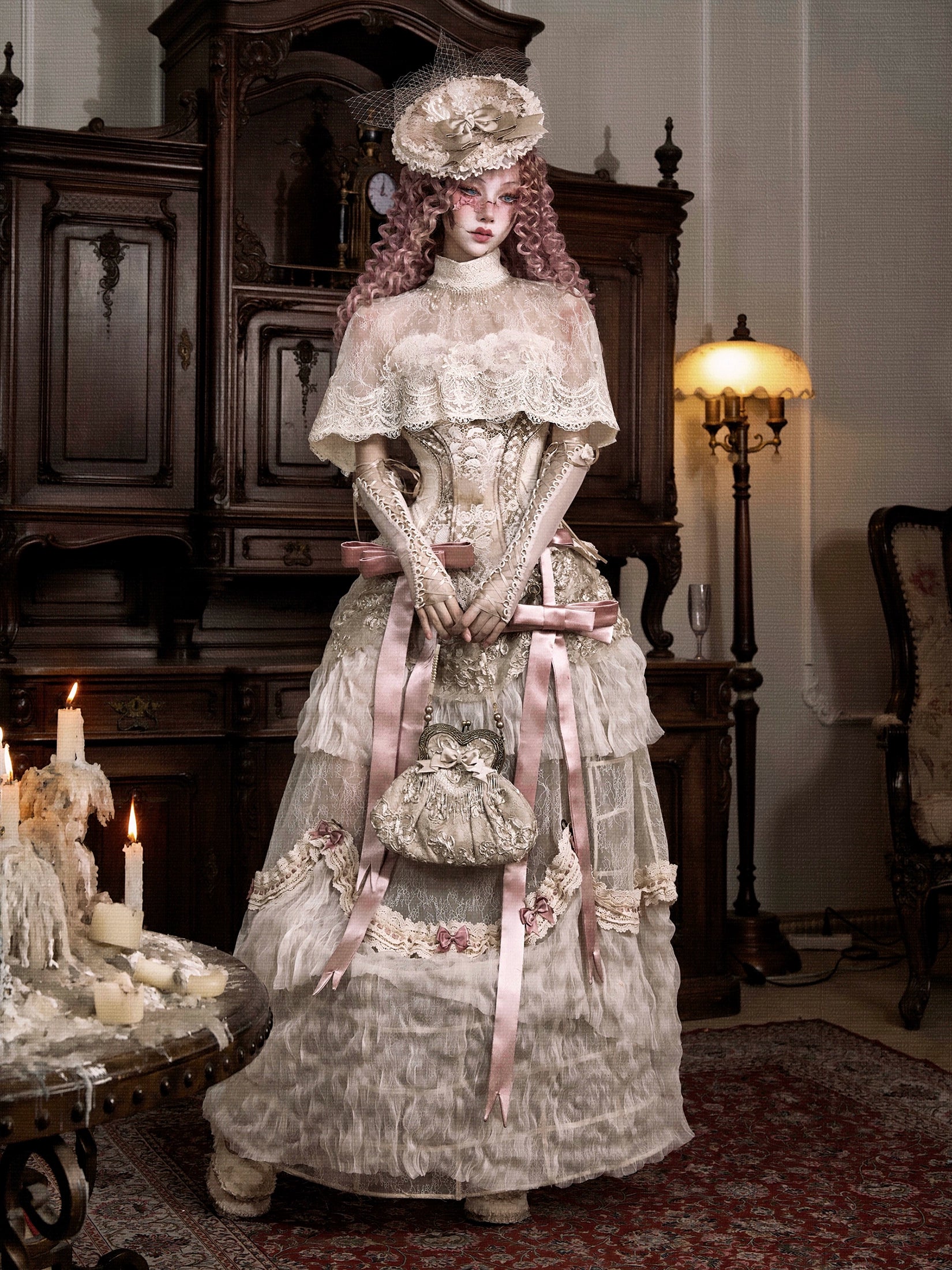 Blood supply original ◆ Eros poetry box lace vintage Victorian short cape shawl top summer