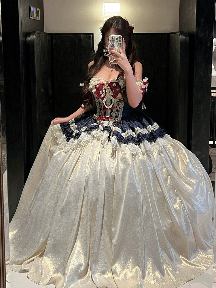 [Snow White] princess coming-of-age ceremony, fairy tale birthday theme, atmosphere, small dress, long skirt