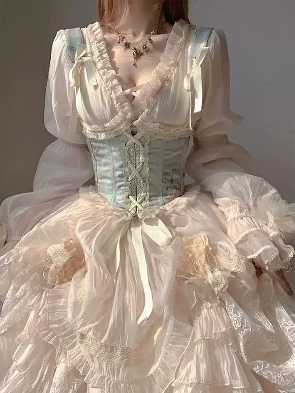 Flower Wedding Lolita Gorgeous Suit Women's Dress Lolita Sweet Elegant Rite of Passage Birthday Heavy Industry Princess Dress