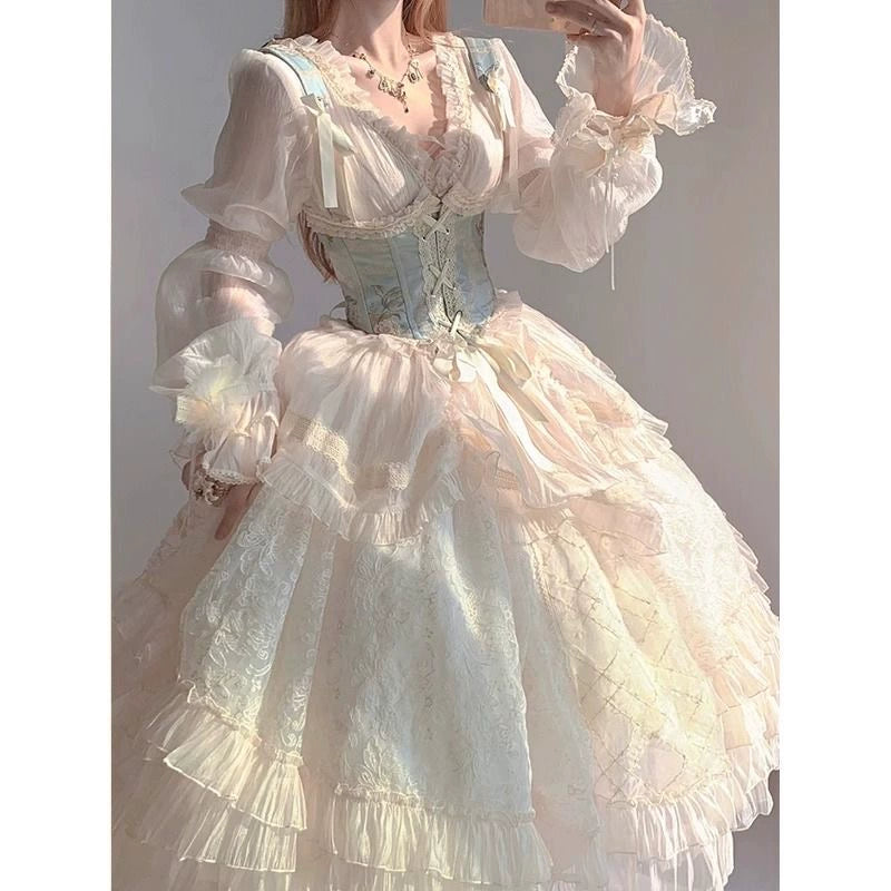 Flower Wedding Lolita Gorgeous Suit Women's Dress Lolita Sweet Elegant Rite of Passage Birthday Heavy Industry Princess Dress
