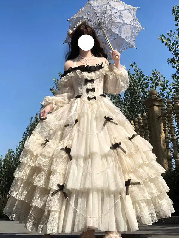 White Lolita skirt evening dress, light luxury, niche high-end student day coming-of-age ceremony to host the annual meeting princess dress