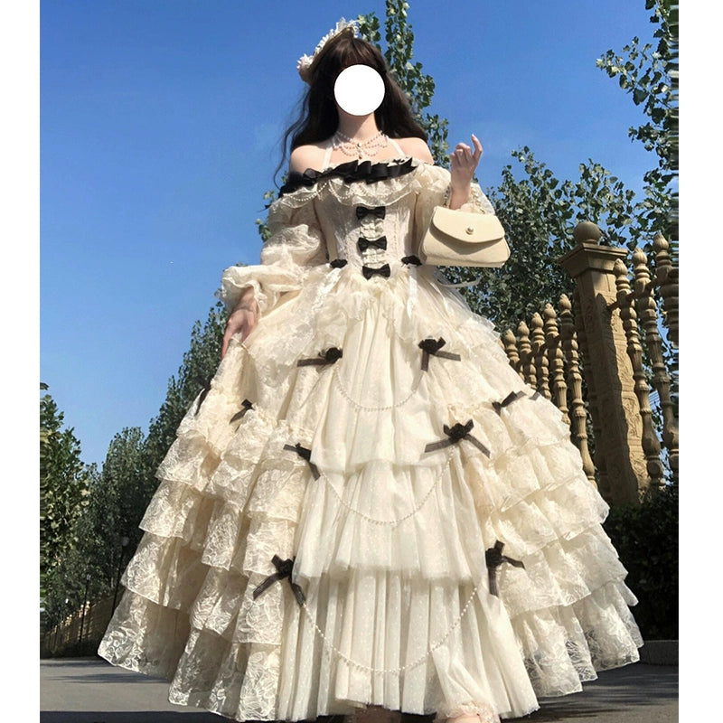 White Lolita skirt evening dress, light luxury, niche high-end student day coming-of-age ceremony to host the annual meeting princess dress