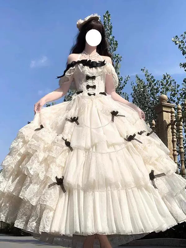 White Lolita skirt evening dress, light luxury, niche high-end student day coming-of-age ceremony to host the annual meeting princess dress