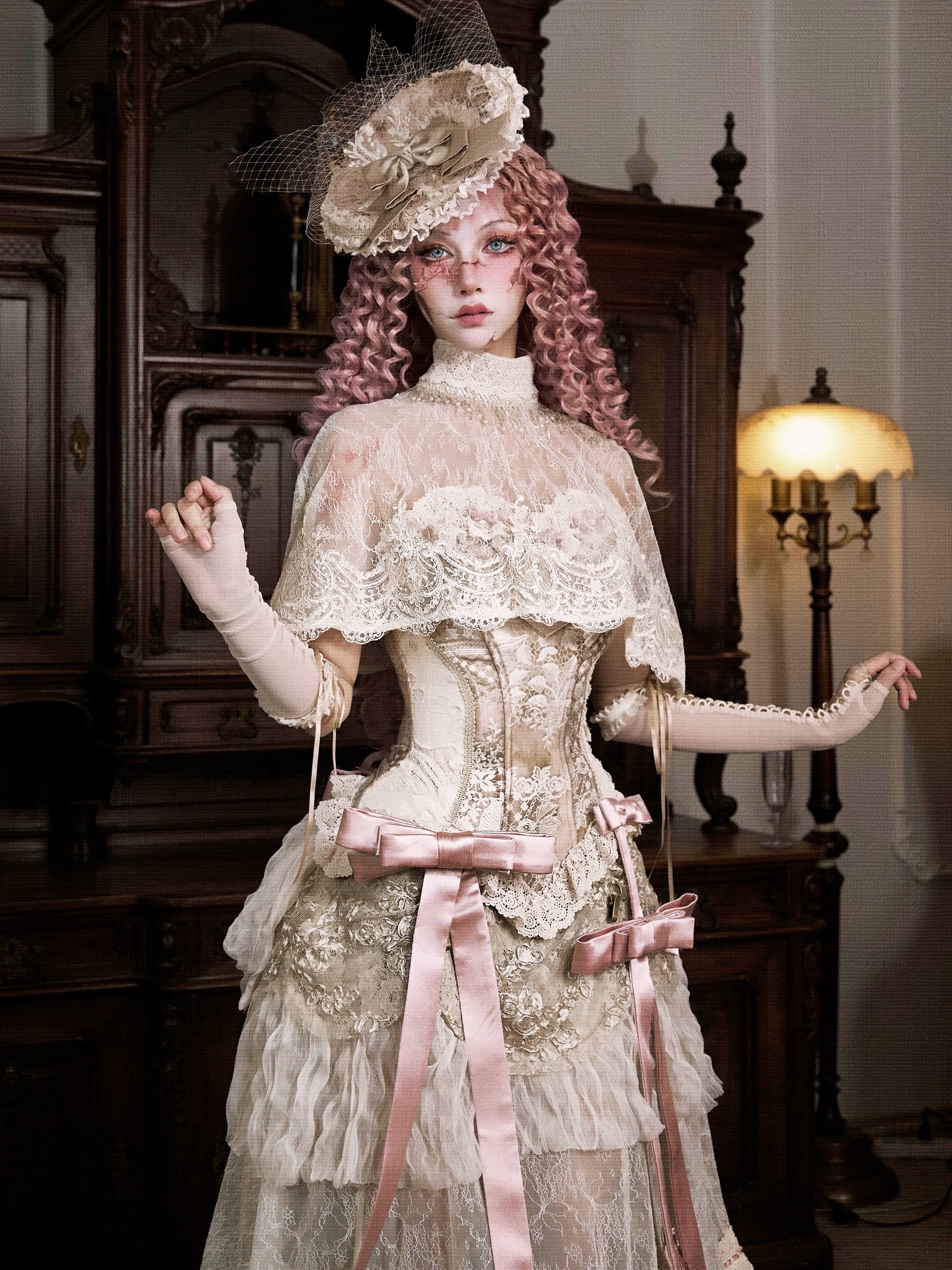 Blood supply original ◆ Eros poetry box lace vintage Victorian short cape shawl top summer