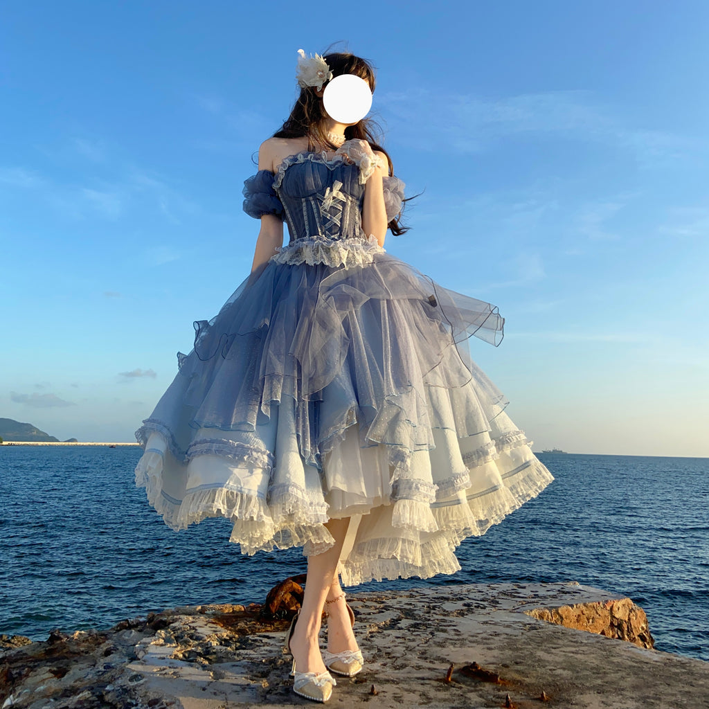 "Peony Like a Dream" elegant cla short front and long back split Lolita