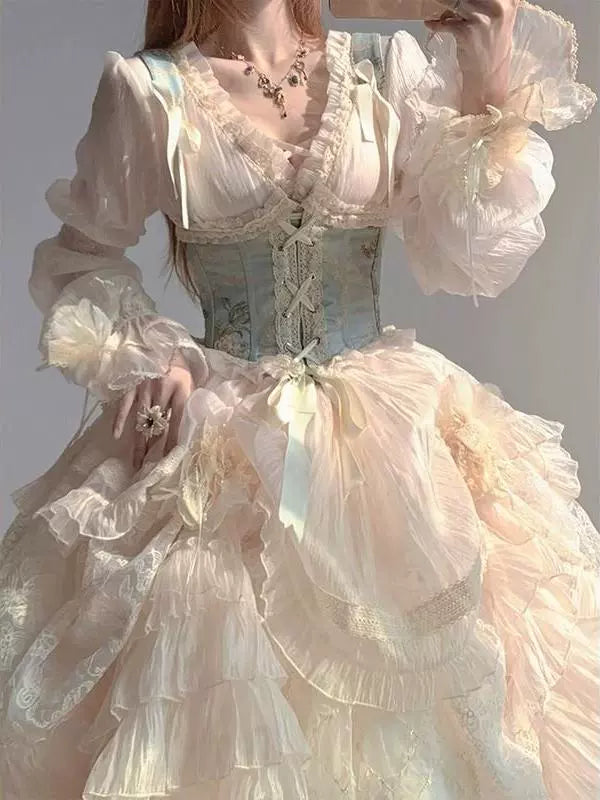 Flower Wedding Lolita Gorgeous Suit Women's Dress Lolita Sweet Elegant Rite of Passage Birthday Heavy Industry Princess Dress
