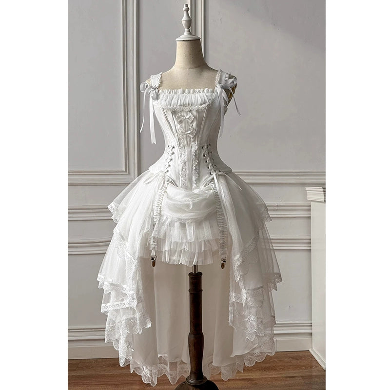 Light shadow lolita evening dress champagne gold front short back long gorgeous cla caramel antique lolita birthday party