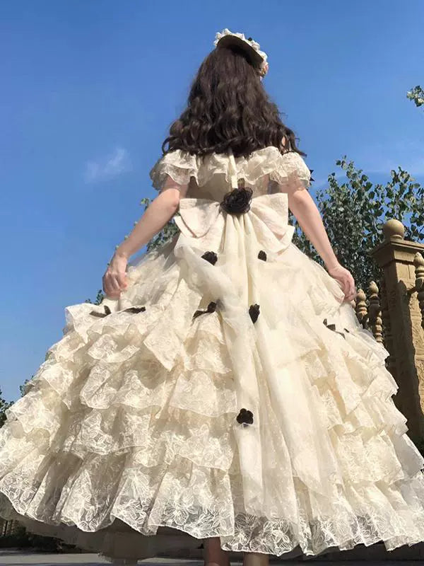 White Lolita skirt evening dress, light luxury, niche high-end student day coming-of-age ceremony to host the annual meeting princess dress