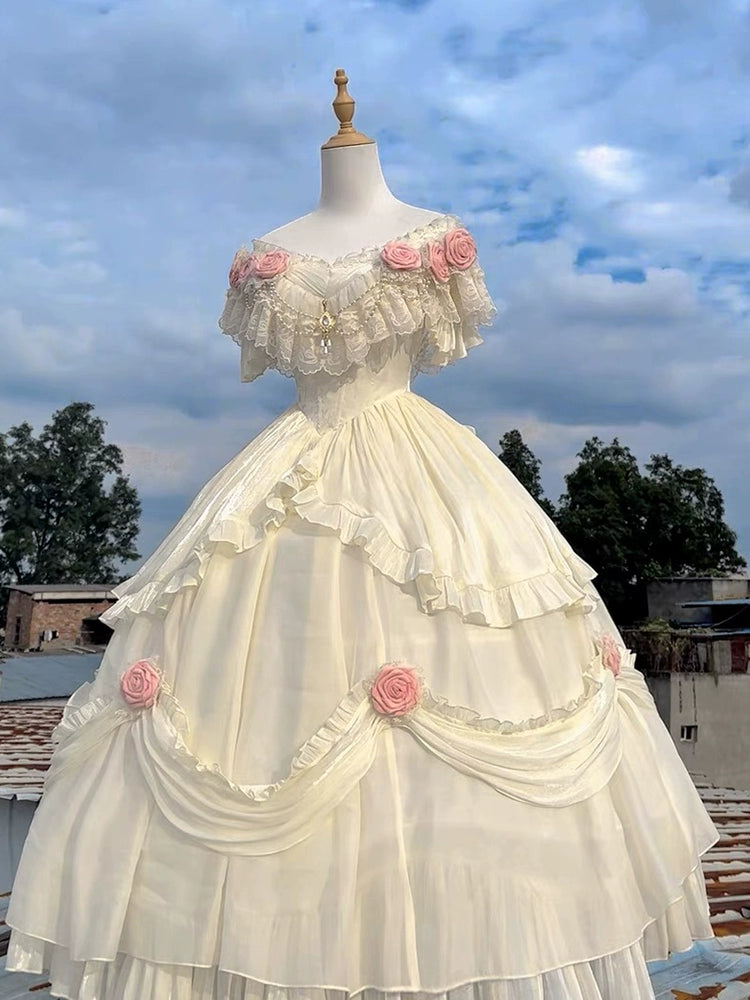 Fugitive princess dress Lolita fairy dress elegant lolita coming-of-age ceremony heavy work puffy princess dress