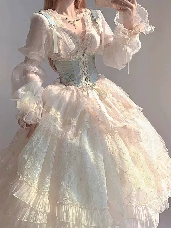 Flower Wedding Lolita Gorgeous Suit Women's Dress Lolita Sweet Elegant Rite of Passage Birthday Heavy Industry Princess Dress