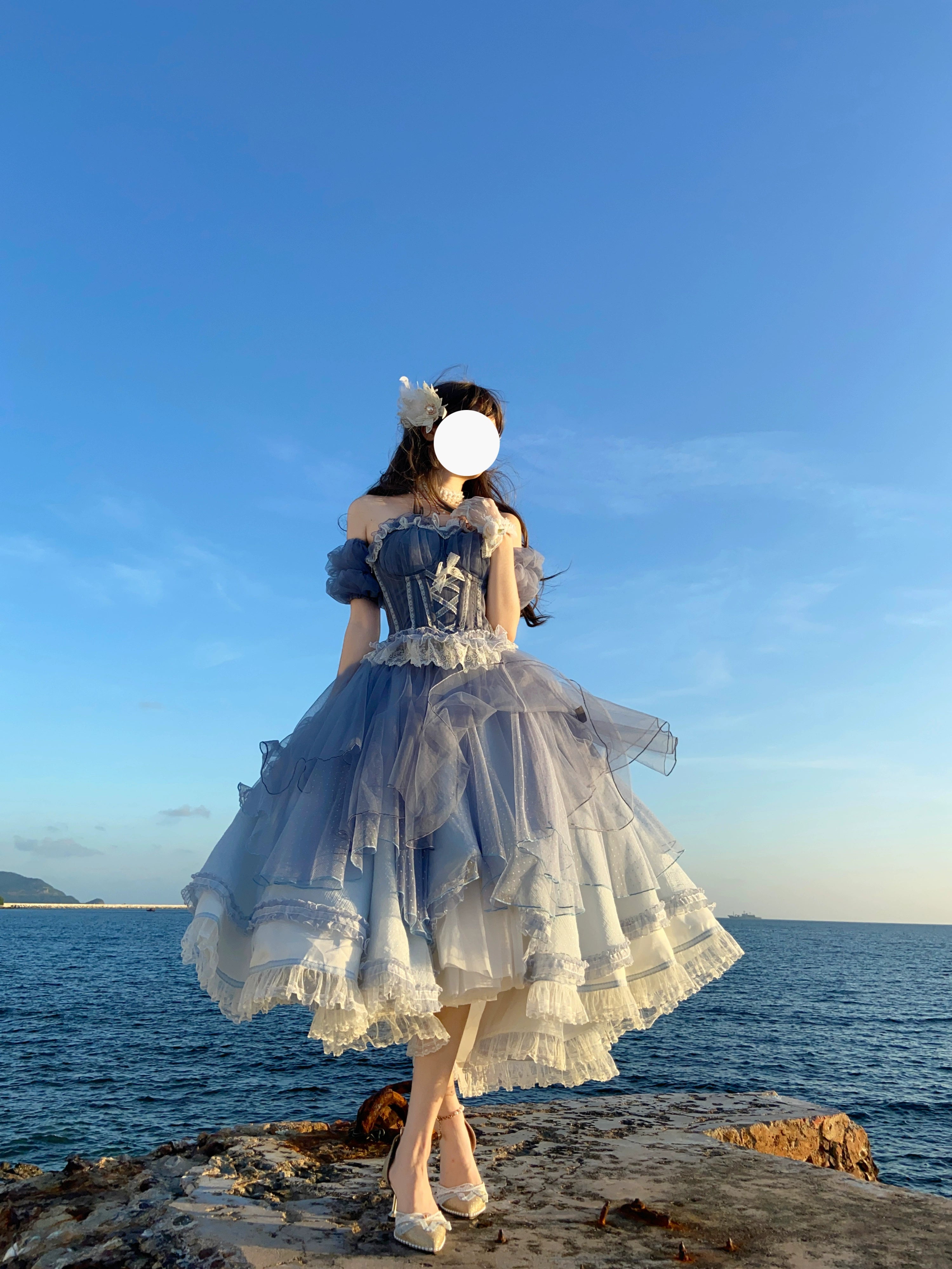 "Peony Like a Dream" elegant cla short front and long back split Lolita