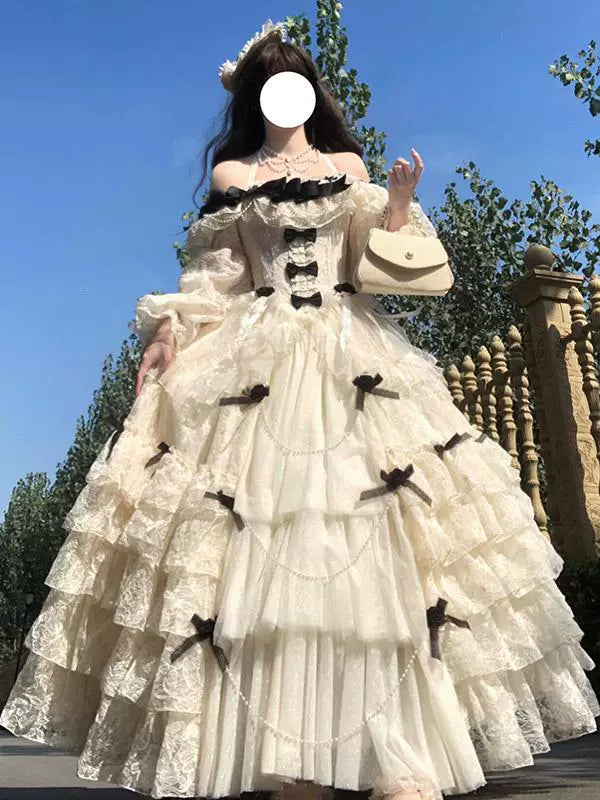 White Lolita skirt evening dress, light luxury, niche high-end student day coming-of-age ceremony to host the annual meeting princess dress