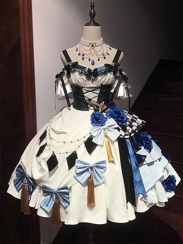 British style gorgeous Lolita skirt dress JSK military lo skirt knight lolita cosplay costume two-dimensional