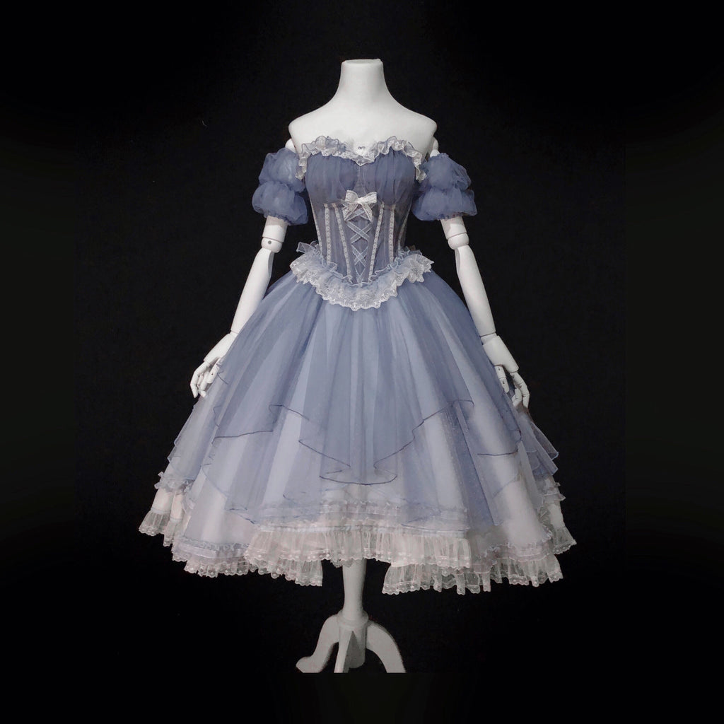 "Peony Like a Dream" elegant cla short front and long back split Lolita