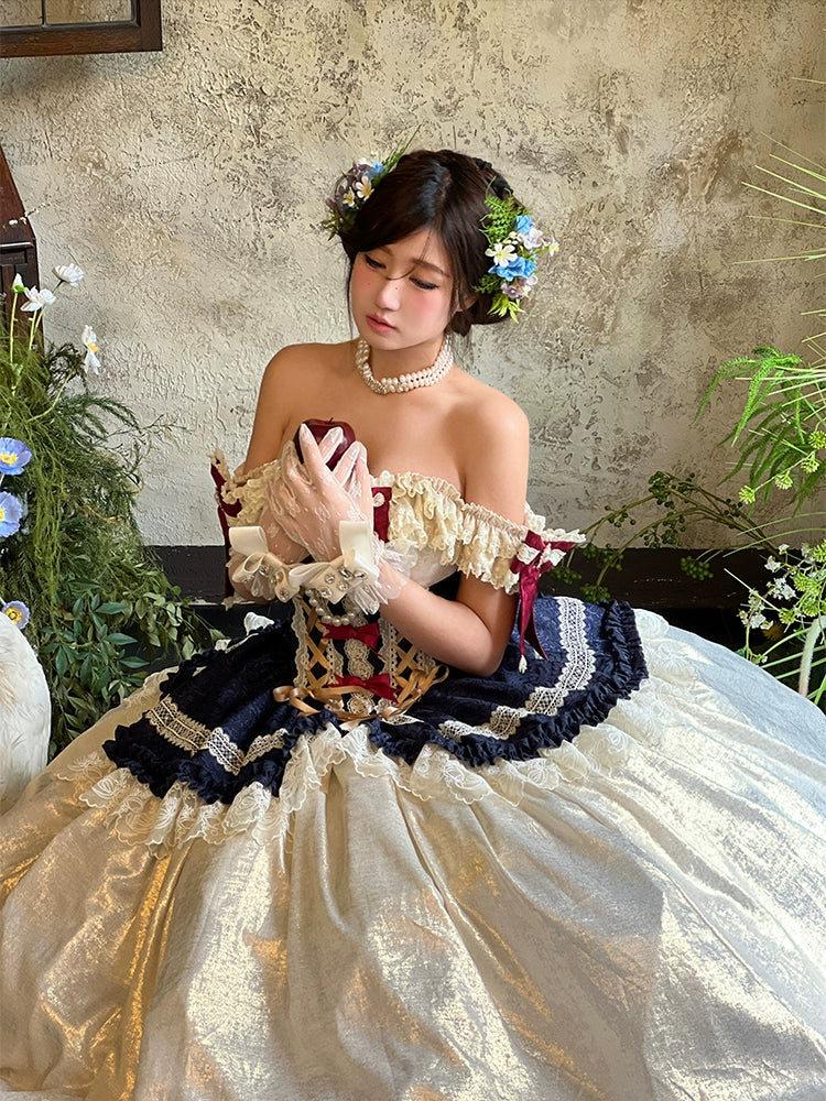 [Snow White] princess coming-of-age ceremony, fairy tale birthday theme, atmosphere, small dress, long skirt