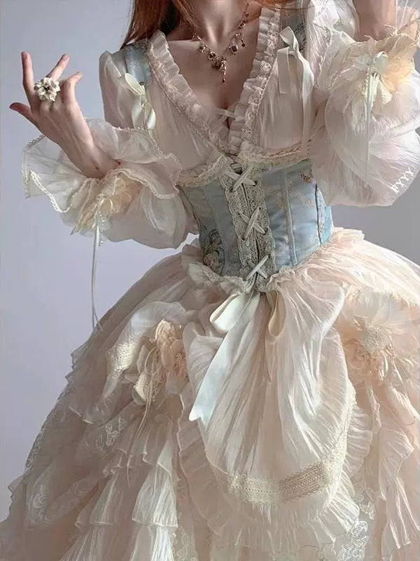 Flower Wedding Lolita Gorgeous Suit Women's Dress Lolita Sweet Elegant Rite of Passage Birthday Heavy Industry Princess Dress