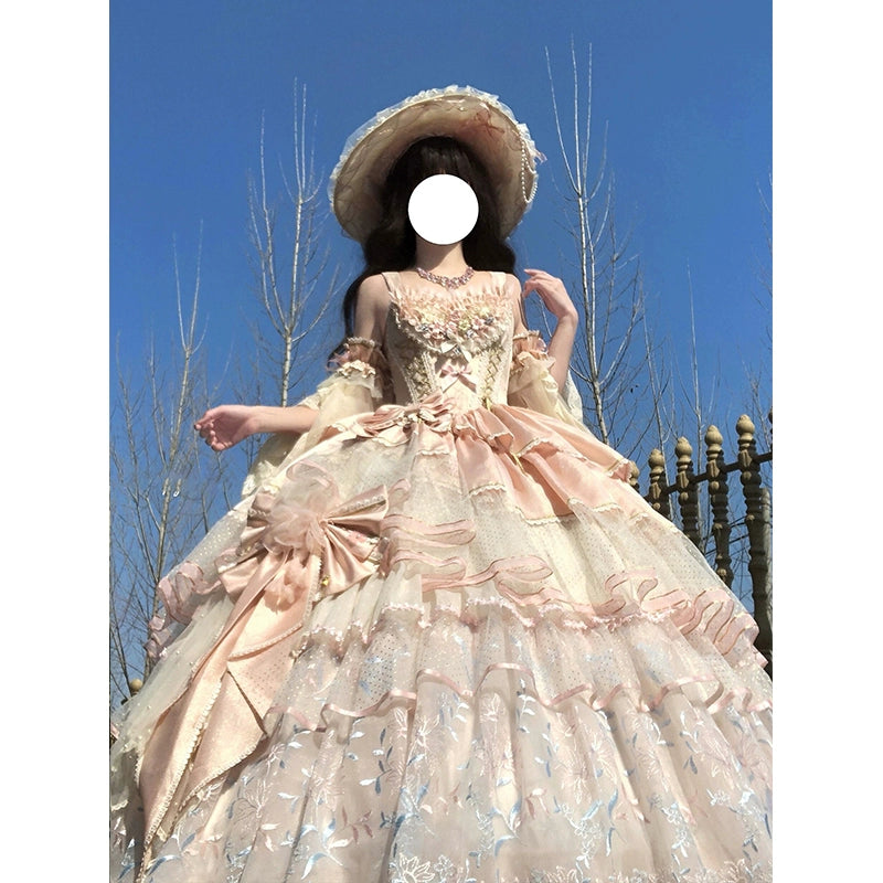 Pink Rose Lolita Evening Dress Skirt Women's 2025 New Design Ribbon Light Flower Wedding Student Day Coming-of-Age Ceremony