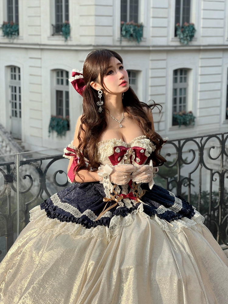 [Snow White] princess coming-of-age ceremony, fairy tale birthday theme, atmosphere, small dress, long skirt