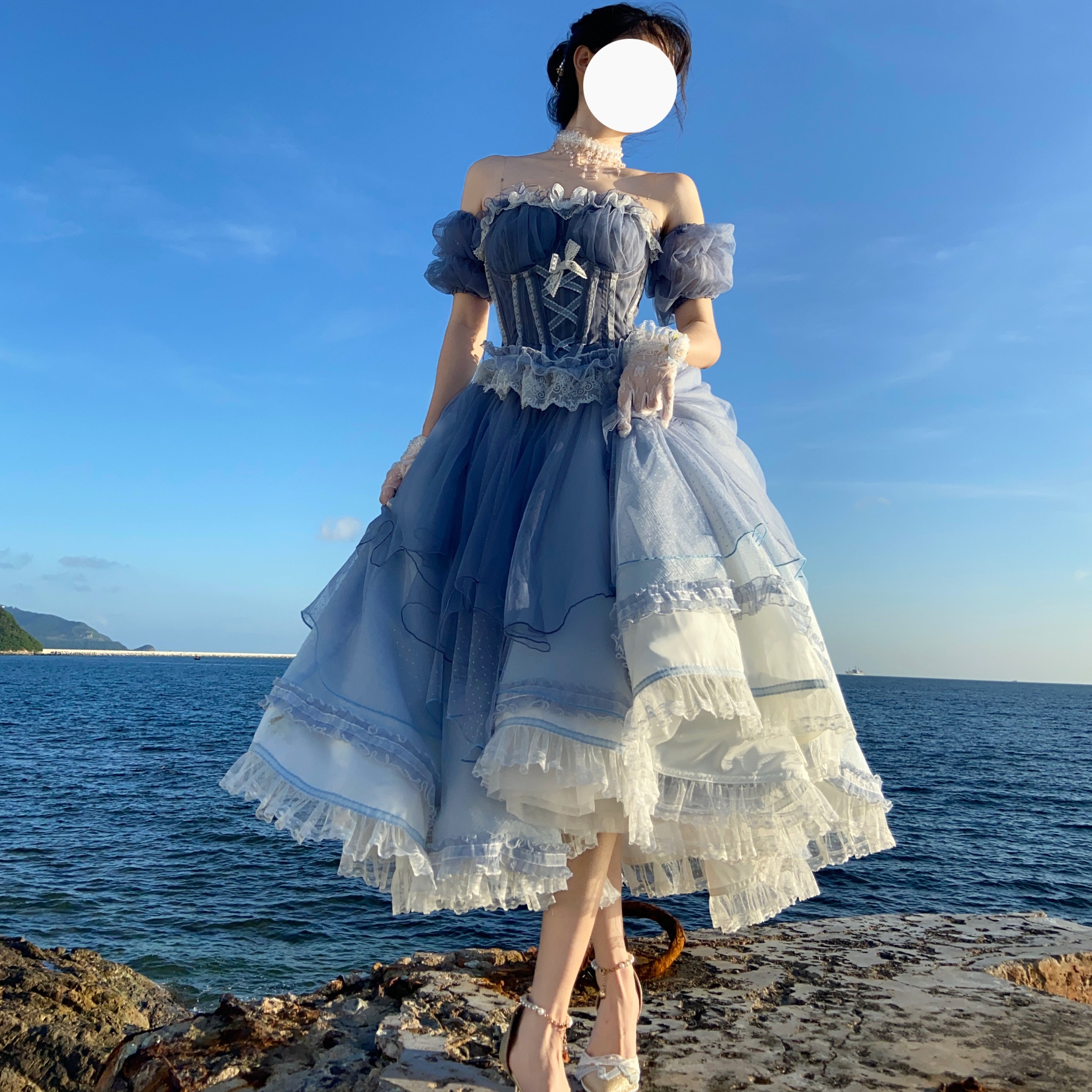 "Peony Like a Dream" elegant cla short front and long back split Lolita