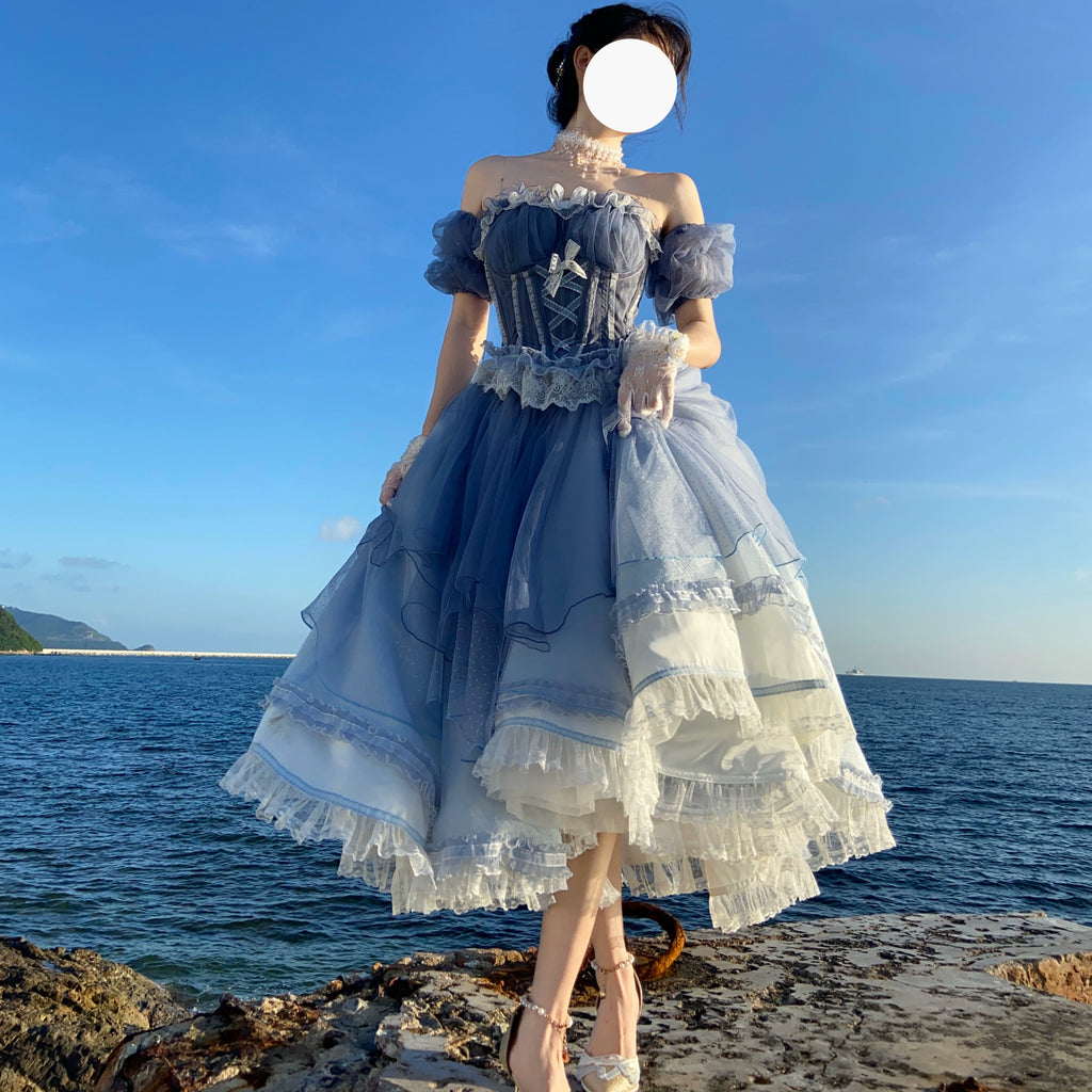 "Peony Like a Dream" elegant cla short front and long back split Lolita