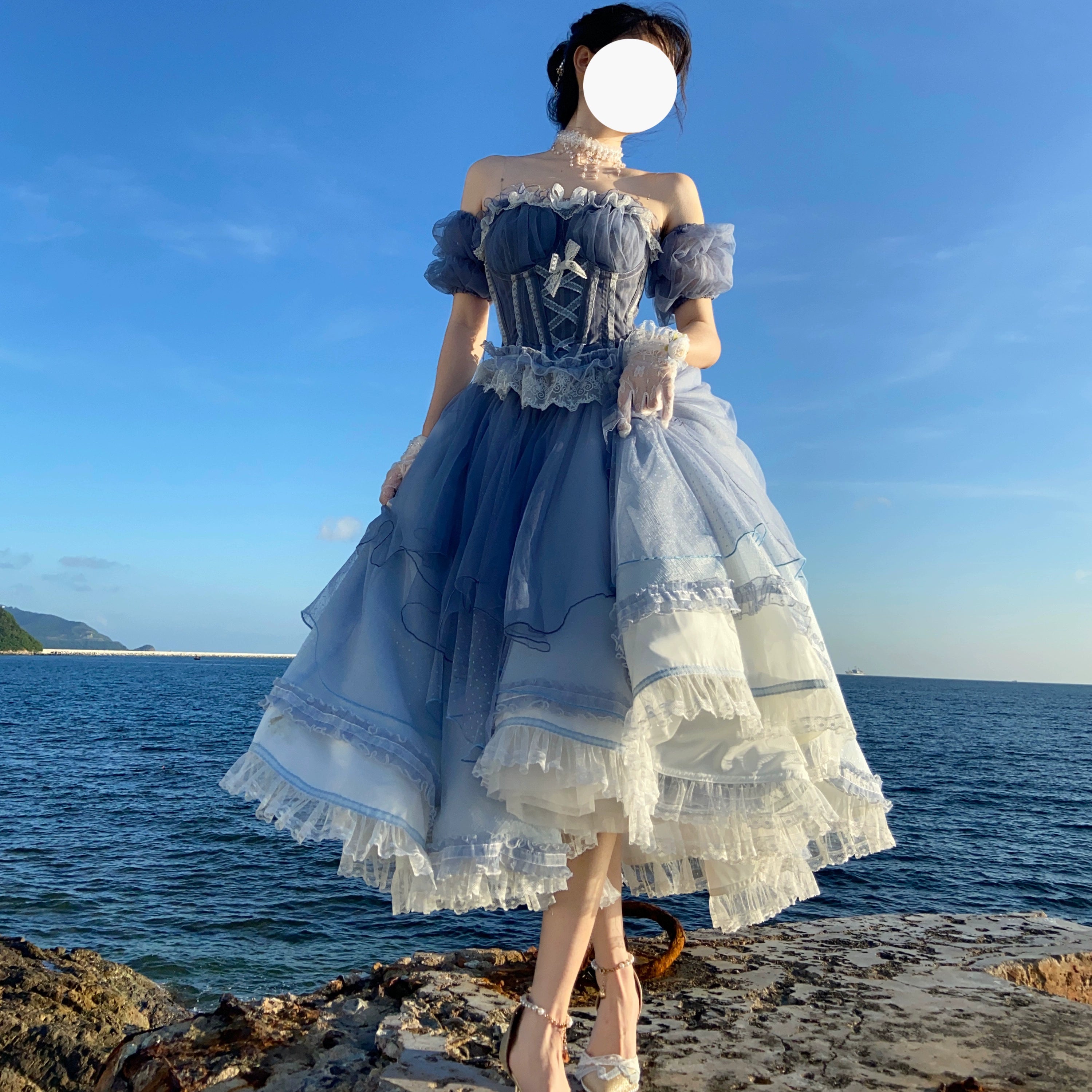 "Peony Like a Dream" elegant cla short front and long back split Lolita