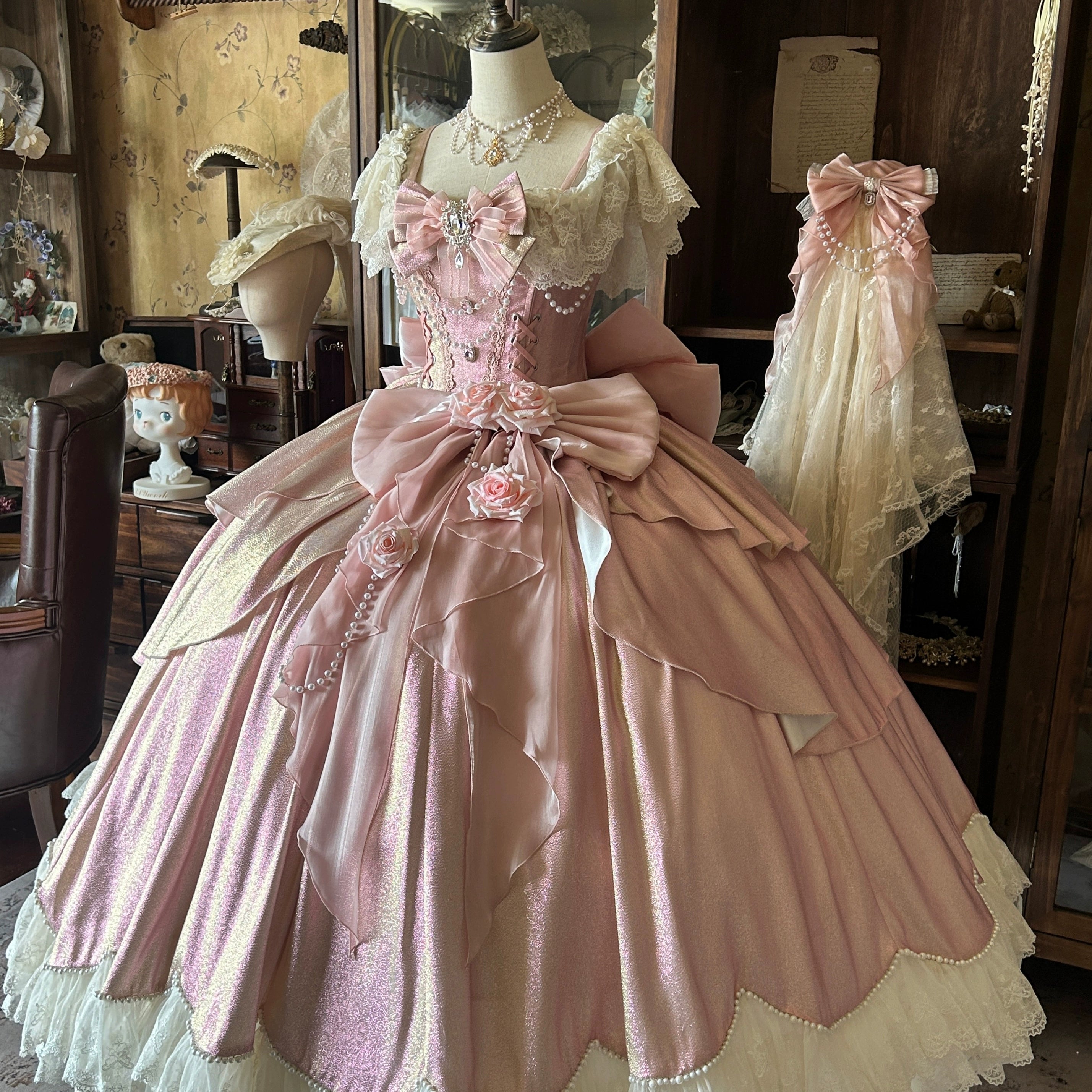 Lolita princess dress bridal Lolita evening dress women's high-end light luxury pink birthday banquet coming-of-age ceremony puffy