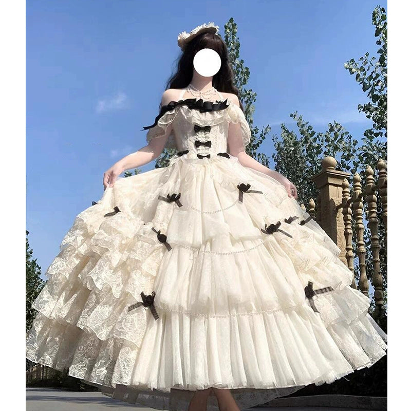 White Lolita skirt evening dress, light luxury, niche high-end student day coming-of-age ceremony to host the annual meeting princess dress
